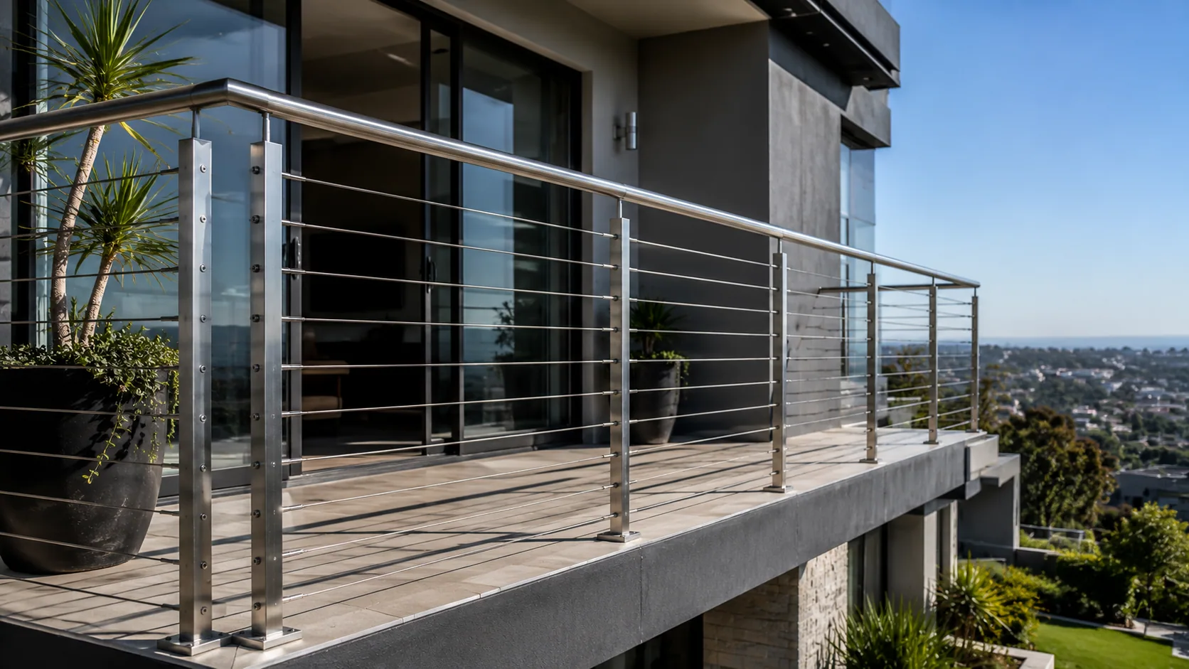 Stainless steel balcony railing run