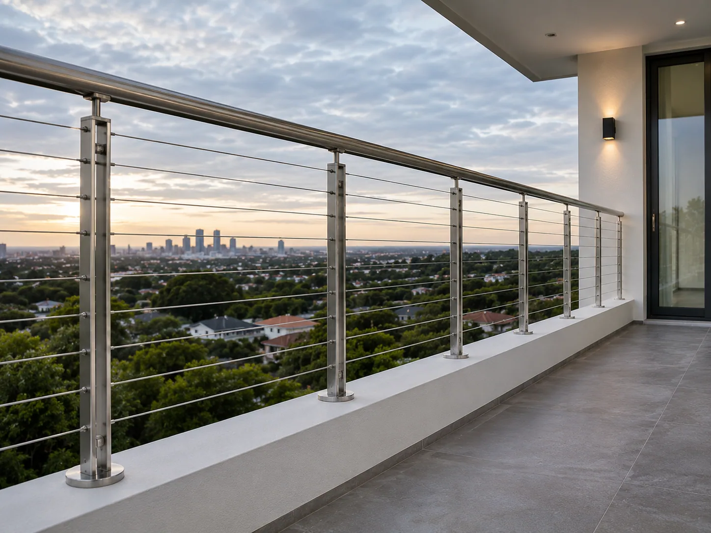 Stainless steel balcony railing run